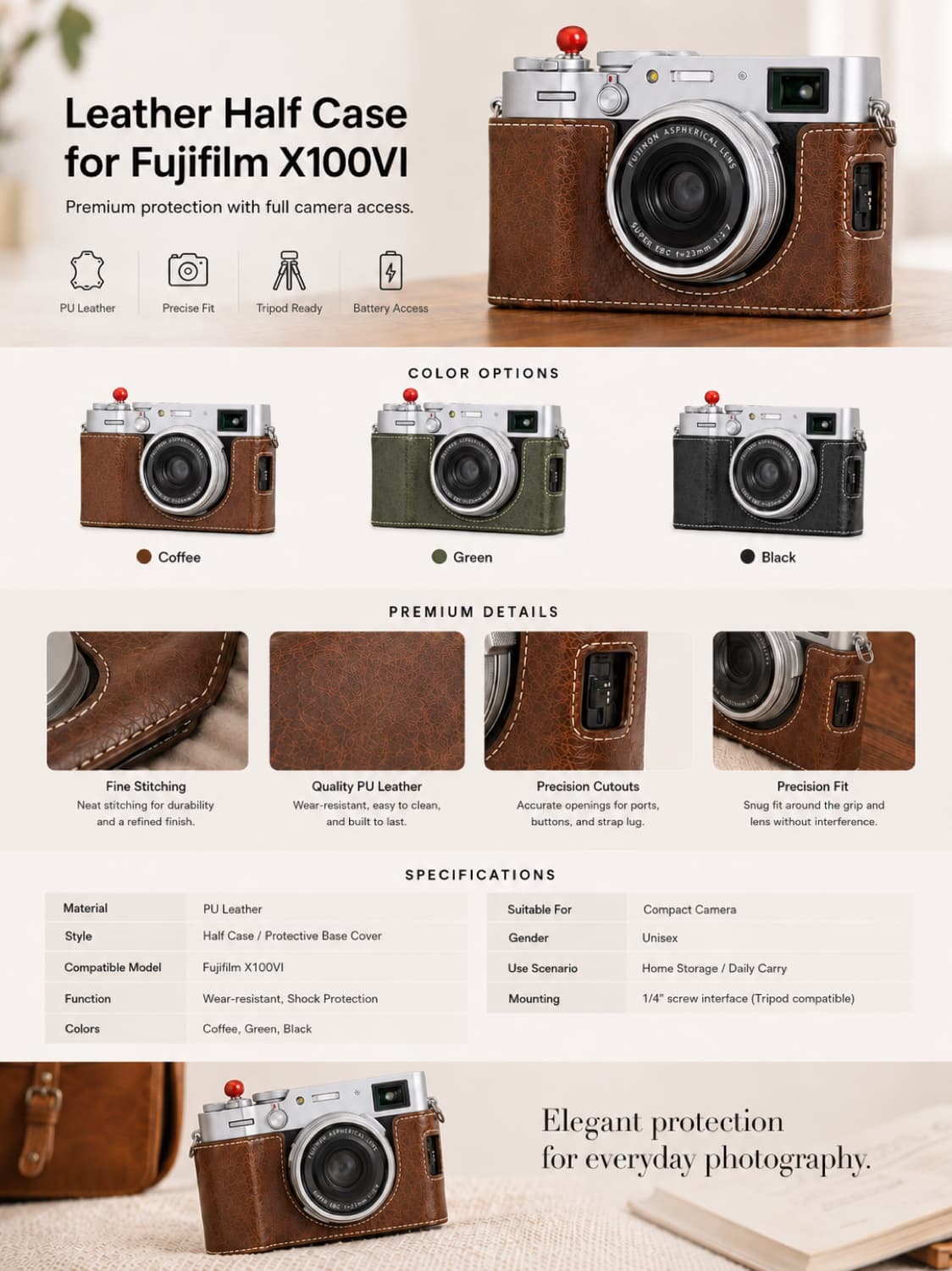 Leather Half Case for Fujifilm X100VI